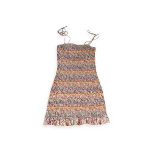 Storia Smocked Floral Sundress SZ L Rainbow Dress